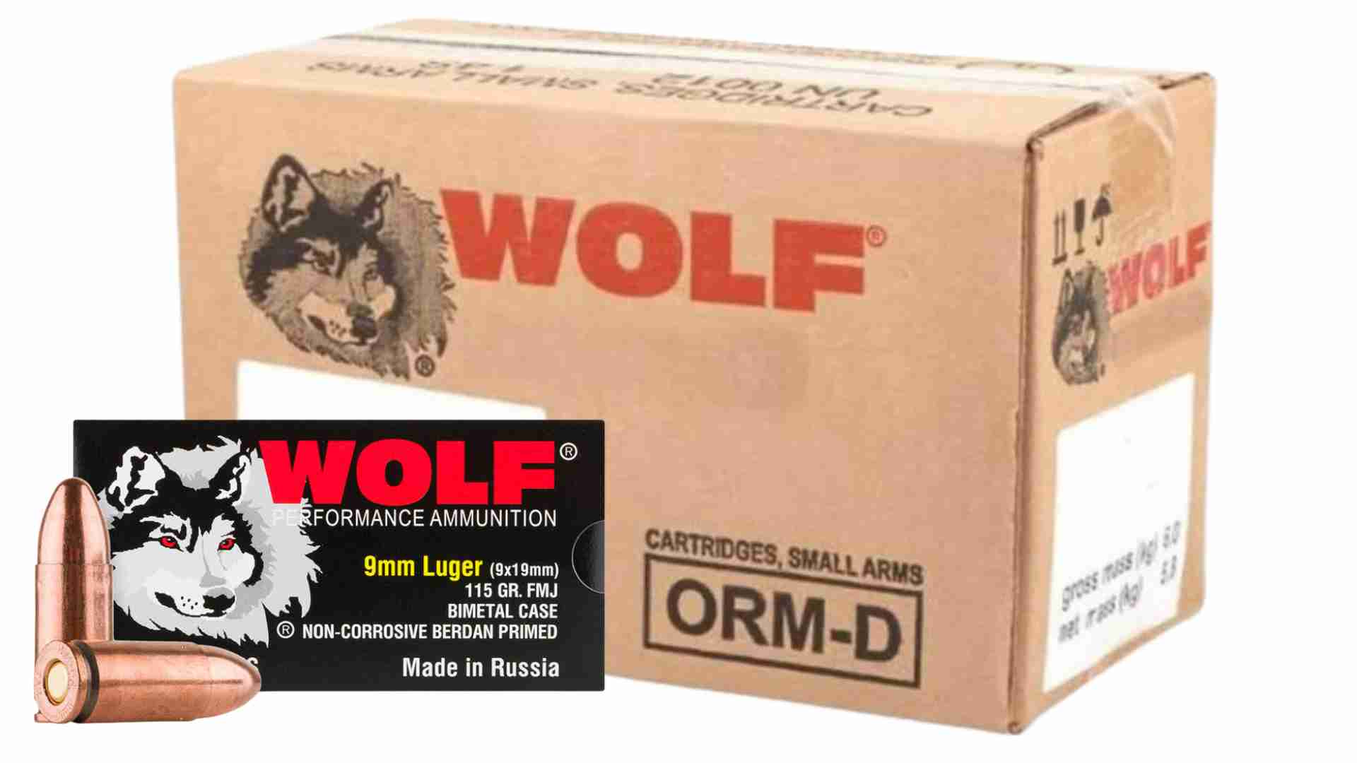 Wolf 9mm 115gr steel FMJ 1000rd