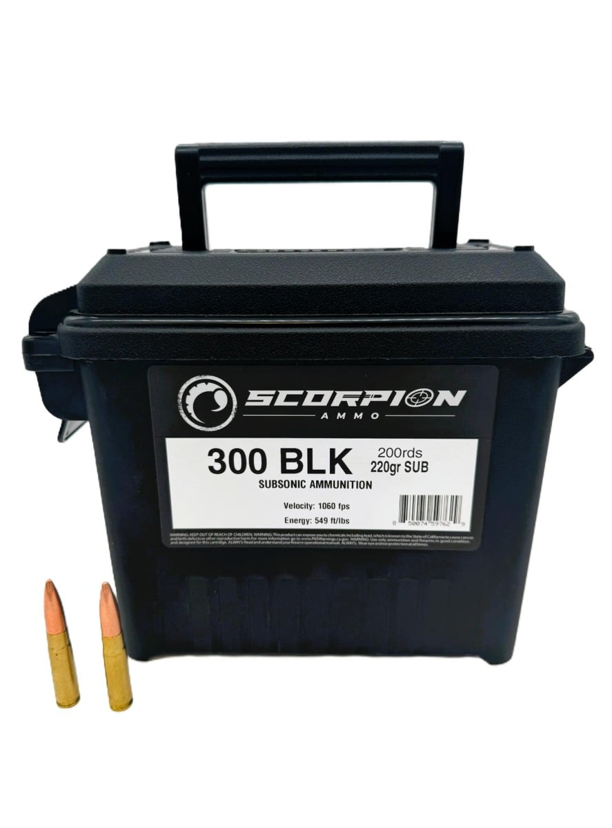 Scorpion 300 Blackout 220gr subsonic 200rd ammo can