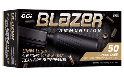 CCI Blazer Clean-Fire Suppressor 9mm 147gr