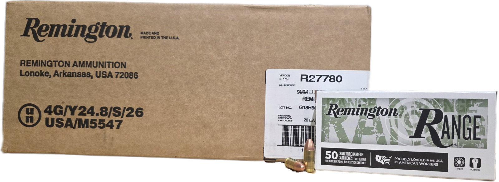 Remington Range 9mm 124gr FMJ 1000rd case