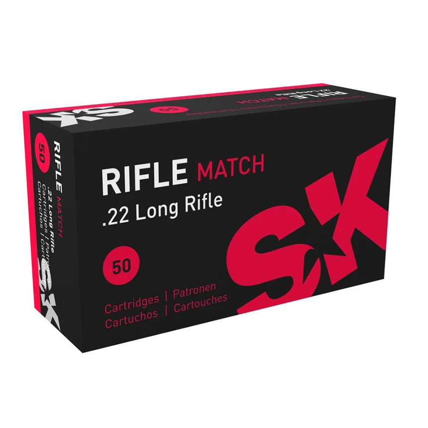 SK Rifle Match .22 LR ammunition, 50-round box