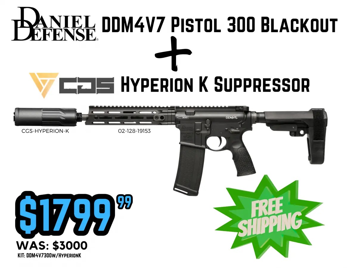 Daniel Defense DDM4V7 Pistol 300 Blackout 10.3" Barrel, w/ CGS Hyperion K