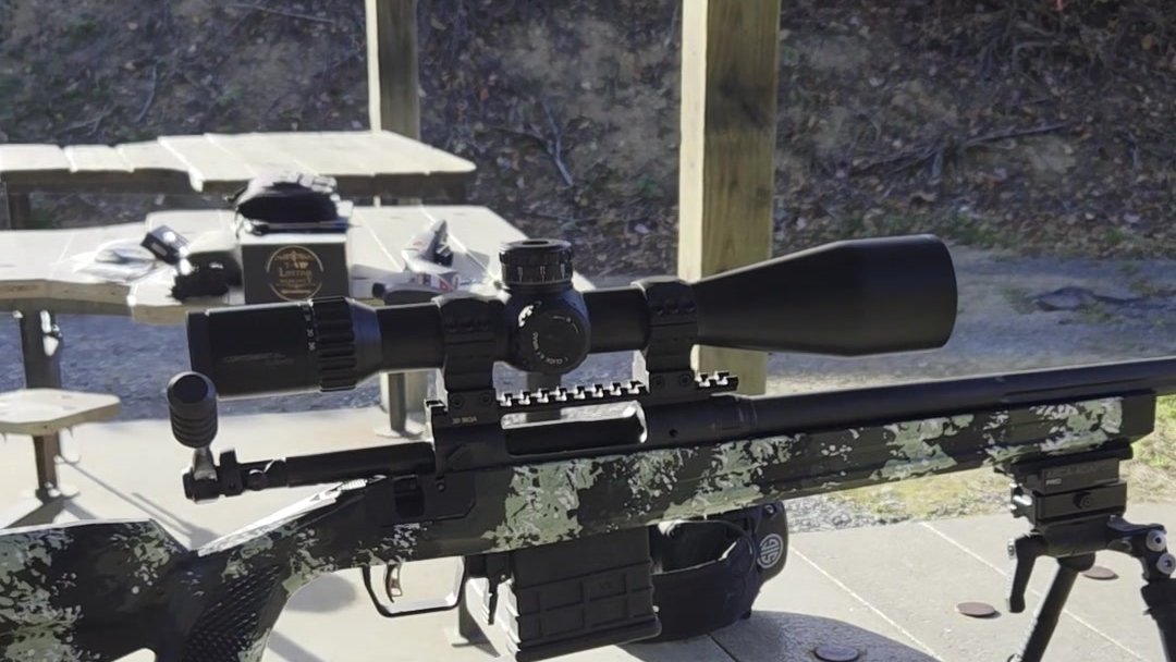 Savage 110 Tactical 6.5 PRC in a camo Grayboe Flagstaff stock on a bipod at the range